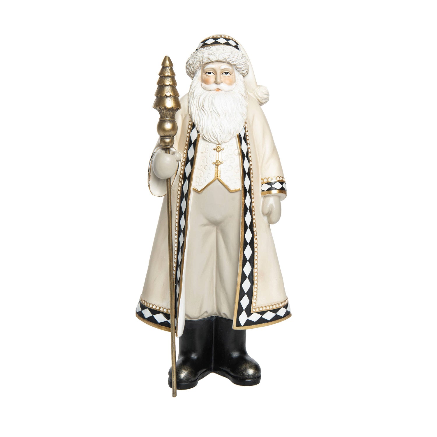 Harlequin Trim Santa Figurine
