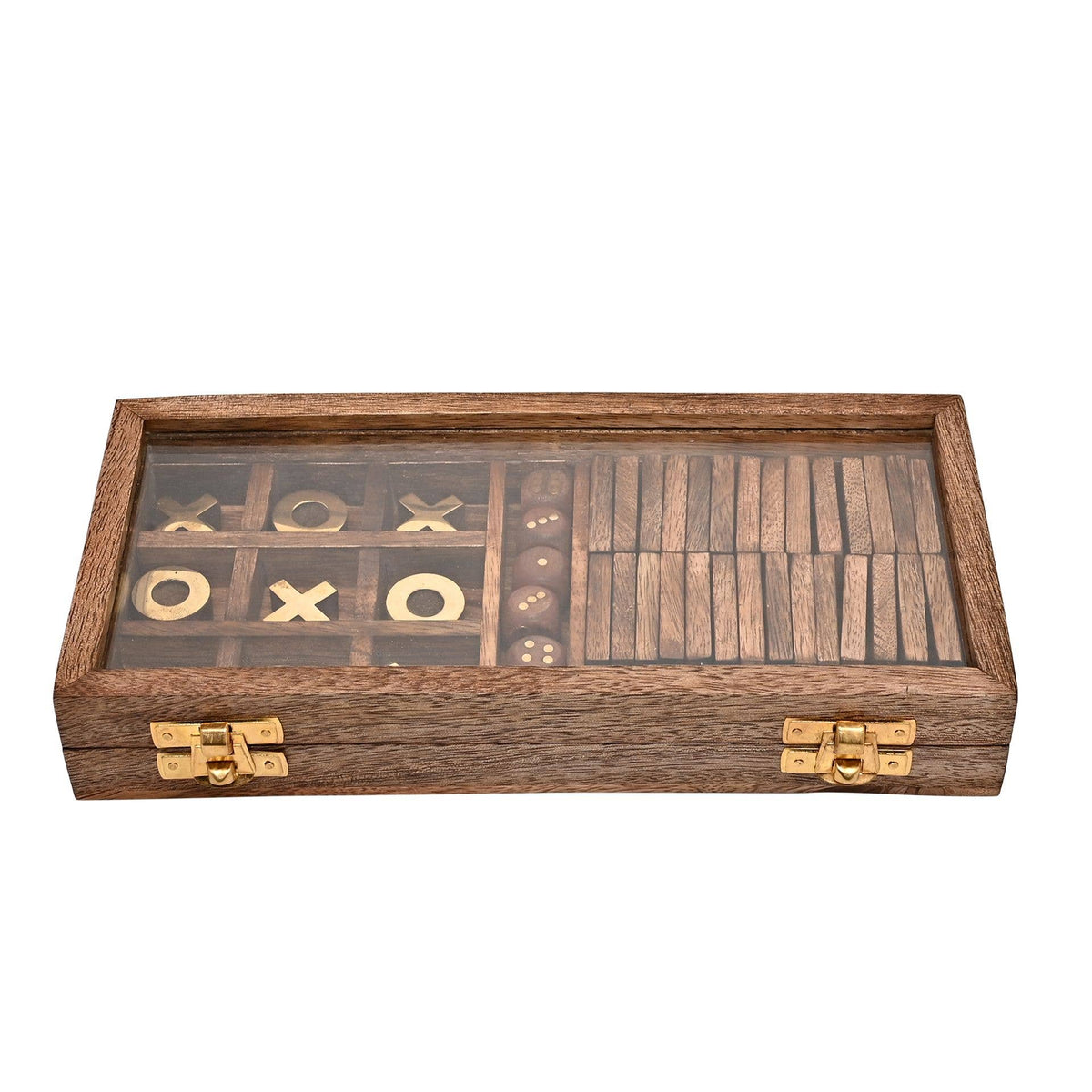 Harvey Makin Dominoes, Tic Tac Toe & Dice Set - Black
