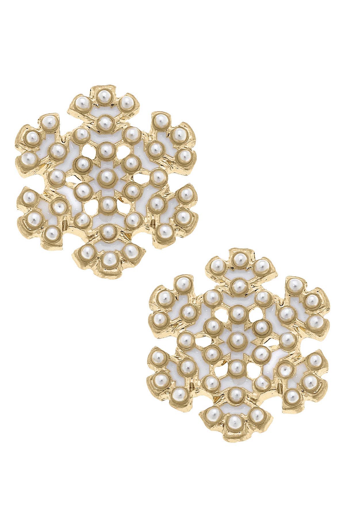 Snowflake Stud Earrings in Ivory