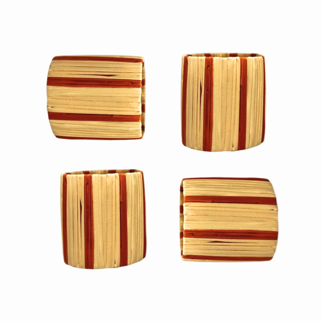 Rayas Napkin Ring, Nude / Terracotta