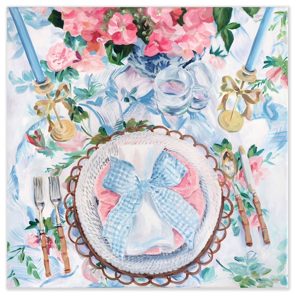 Blue Gingham – Fine Art Tablescape Print on Paper (Various Sizes)