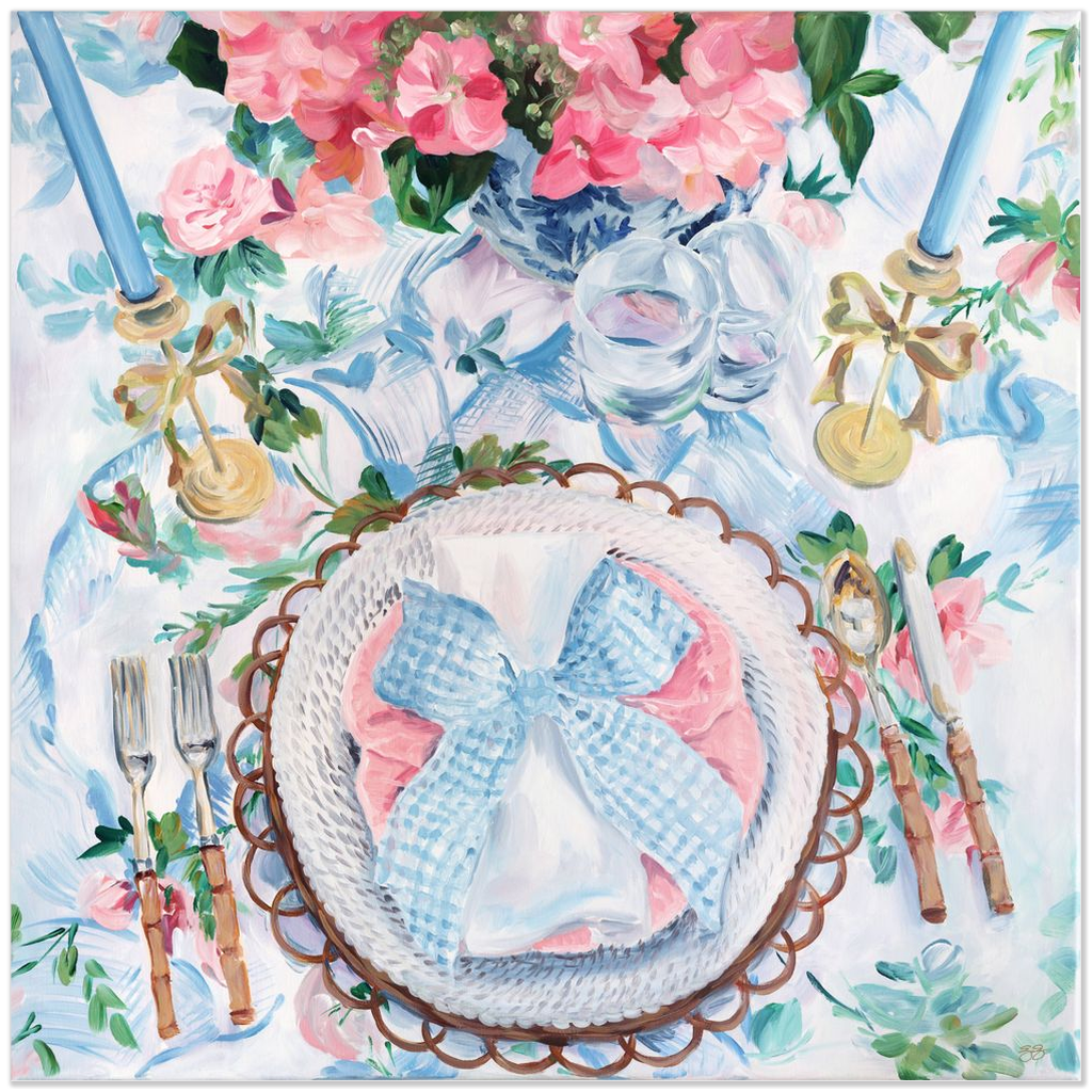 Blue Gingham – Fine Art Tablescape Print on Paper (Various Sizes)