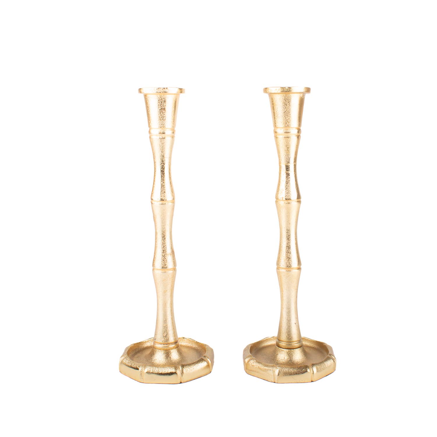 Gold Bamboo Candlestick Set – Set of 2