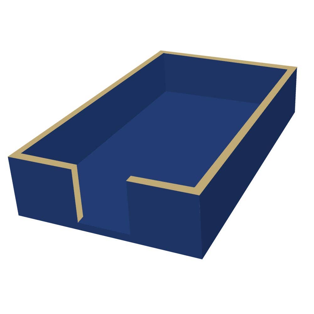 Celeste Napkin Holder in Blue with Gold Trim