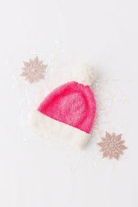 Bright Pink/Coconut Cozy Pom Beanie