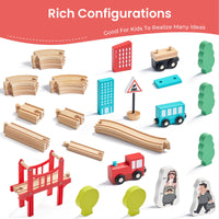 Wooden Train Set for Children 39 Pcs