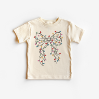 Girls Coquette Bow Christmas Lights Tee Sweatshirt (Various Colors/Short & Long Sleeve Options))