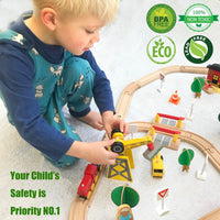 Wooden Track Trains 55 Pcs