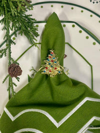 Red & Blue Light Christmas Tree Set of 4 Napkin Ring