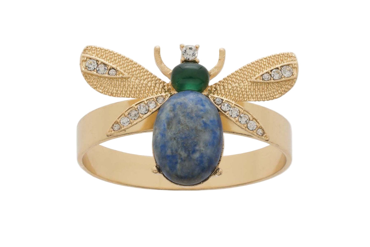 Etched Wing Bug Skinny Napkin Rings – Lapis Lazuli (Set of 4)