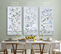 Bluebirds and Peonies – Light Blue Chinoiserie Canvas Wrap (Various Sizes)