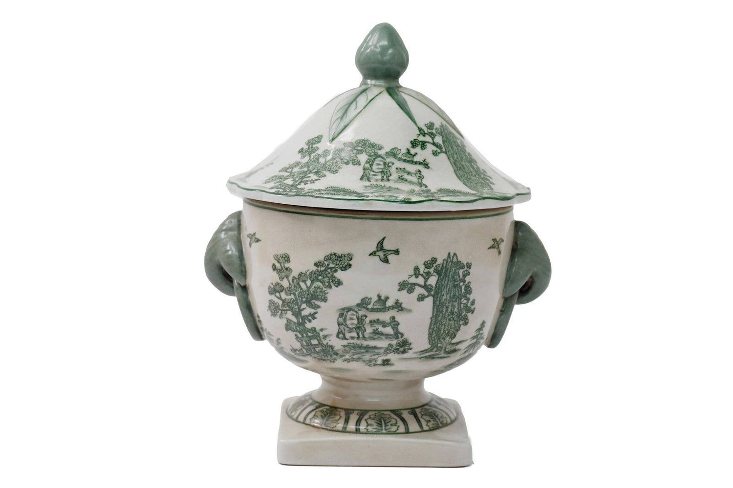 Green Willow Lidded Urn