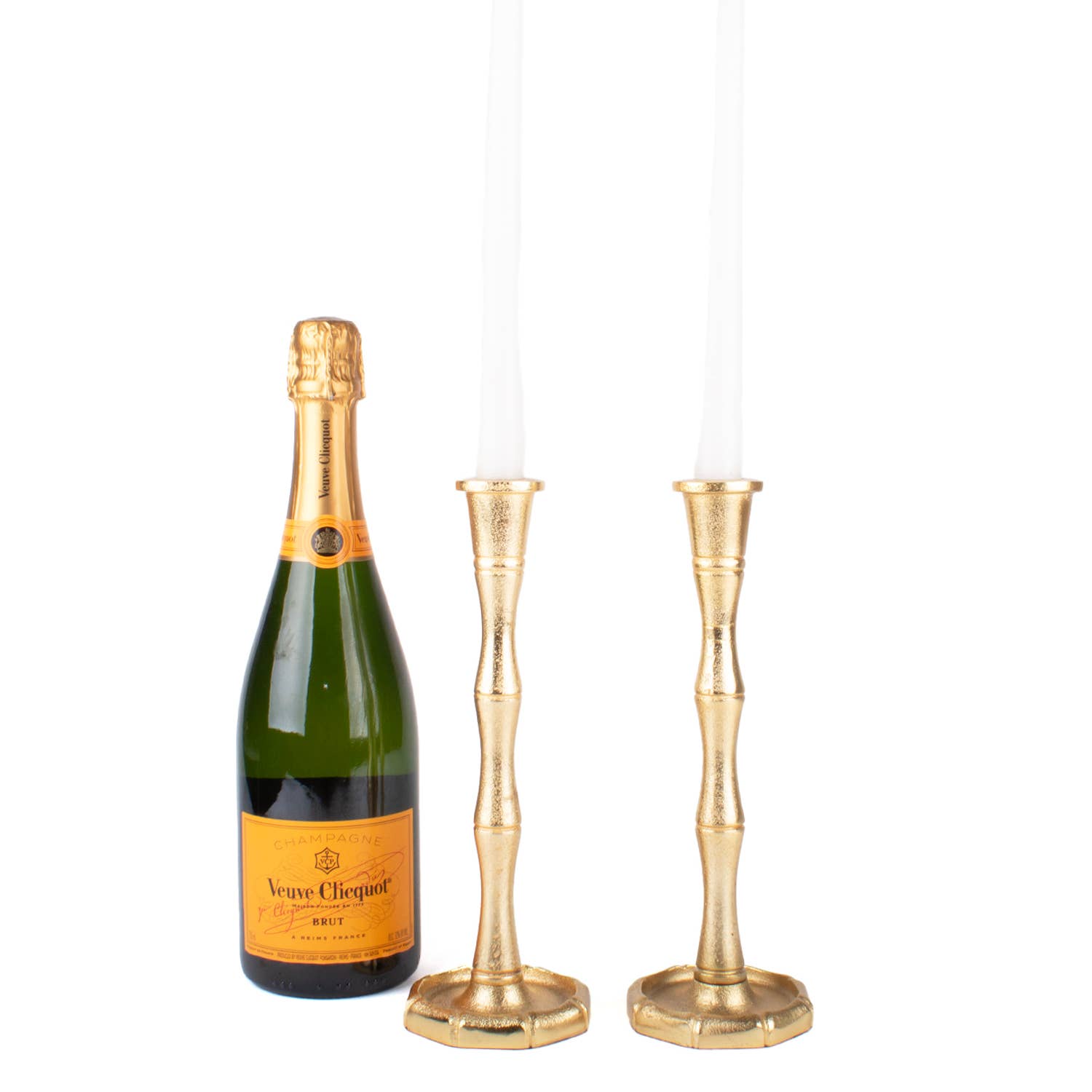 Gold Bamboo Candlestick Set – Set of 2