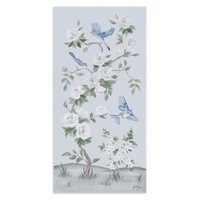 Bluebirds and Peonies – Light Blue Chinoiserie Canvas Wrap (Various Sizes)