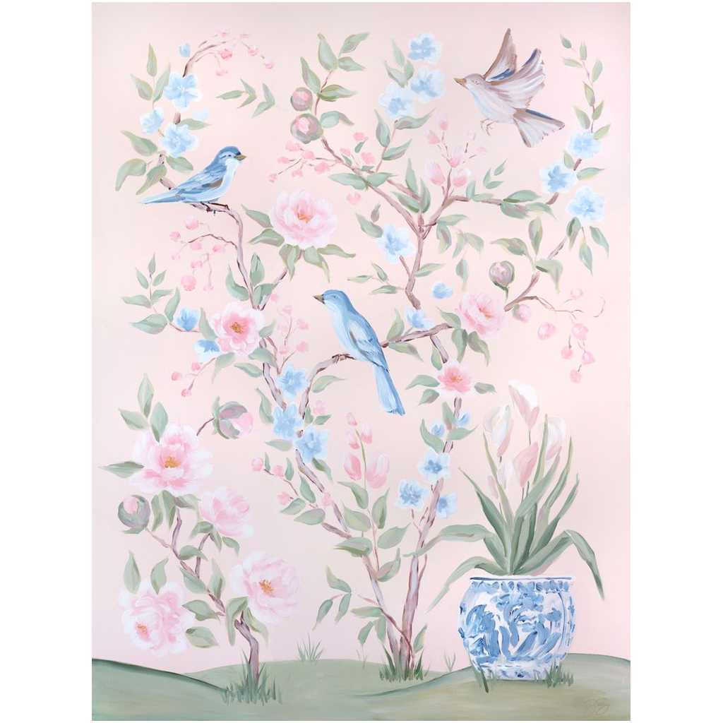 Blush Chinoiserie No. 2 – Fine Art Canvas Print (Various Sizes)