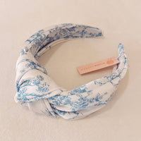 Blue and White Toile Knotted Headband