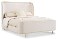 Elegant Wood Trimmed Bed - White Sand