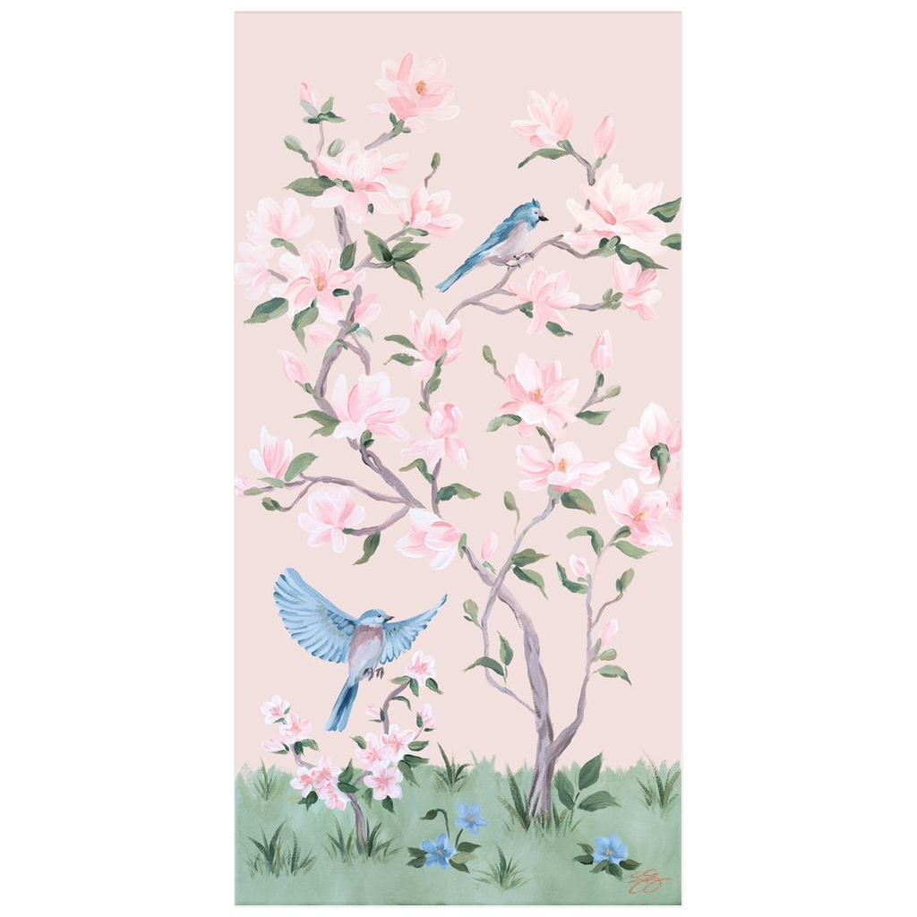 May – Pink Chinoiserie Fine Art Paper Print (Various Sizes)