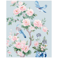 Two Birds (Detail from “June”) – Blue Chinoiserie Fine Art Print on Paper (Various Sizes)