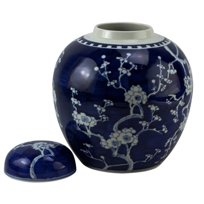 Round Navy Cherry Blossom Jar