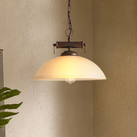 Retro Farmhouse Pendant Lamp White Glass Shade