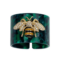 Stripey Bee Resin Napkin Rings – Green Tortoiseshell (Set of 4)
