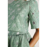 Flower Embossed Crop Top & Skirt Set