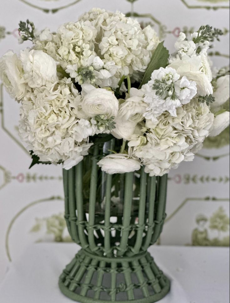 Moss Green Bamboo Wicker Hurricane