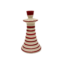Ruffle Candleholder, Crimson Stripe
