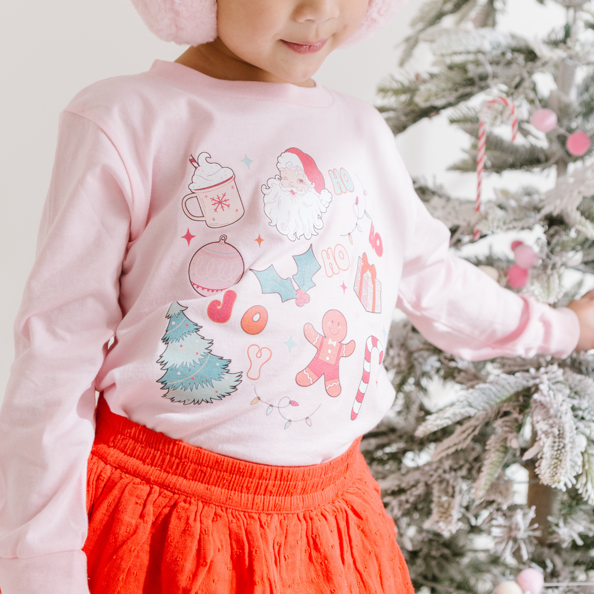 Girls Christmas Favorites Snowman Hot Coco Long Sleeve T-Shirt