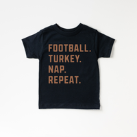 Kids Football Turkey Nap Repeat Tee (Various Colors)