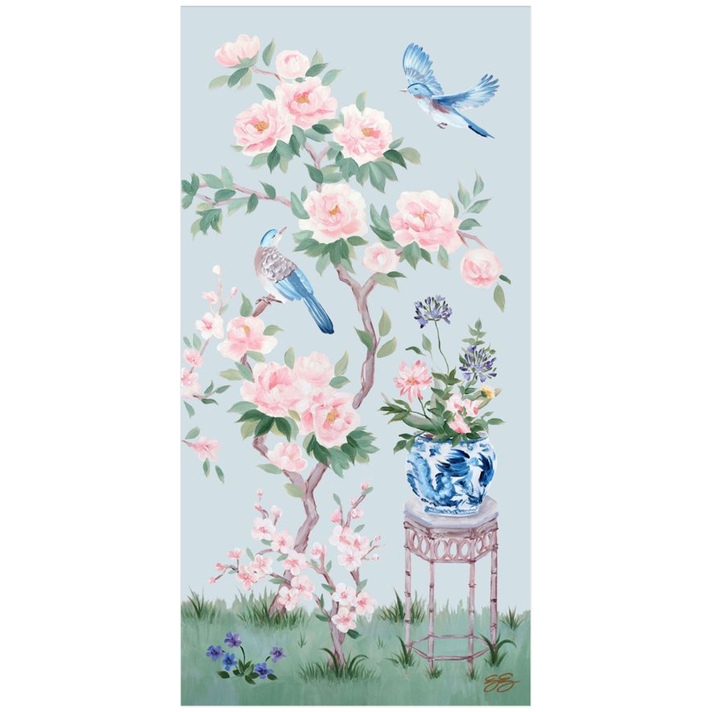 June – Blue Chinoiserie Fine Art Paper Print (Various Sizes)