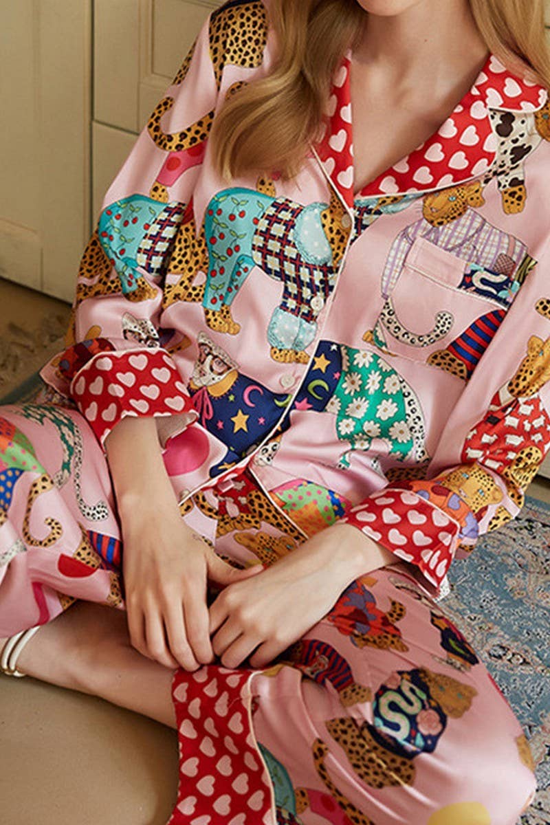 Cheetah Party Vibrant PJ Set – Pink Multi