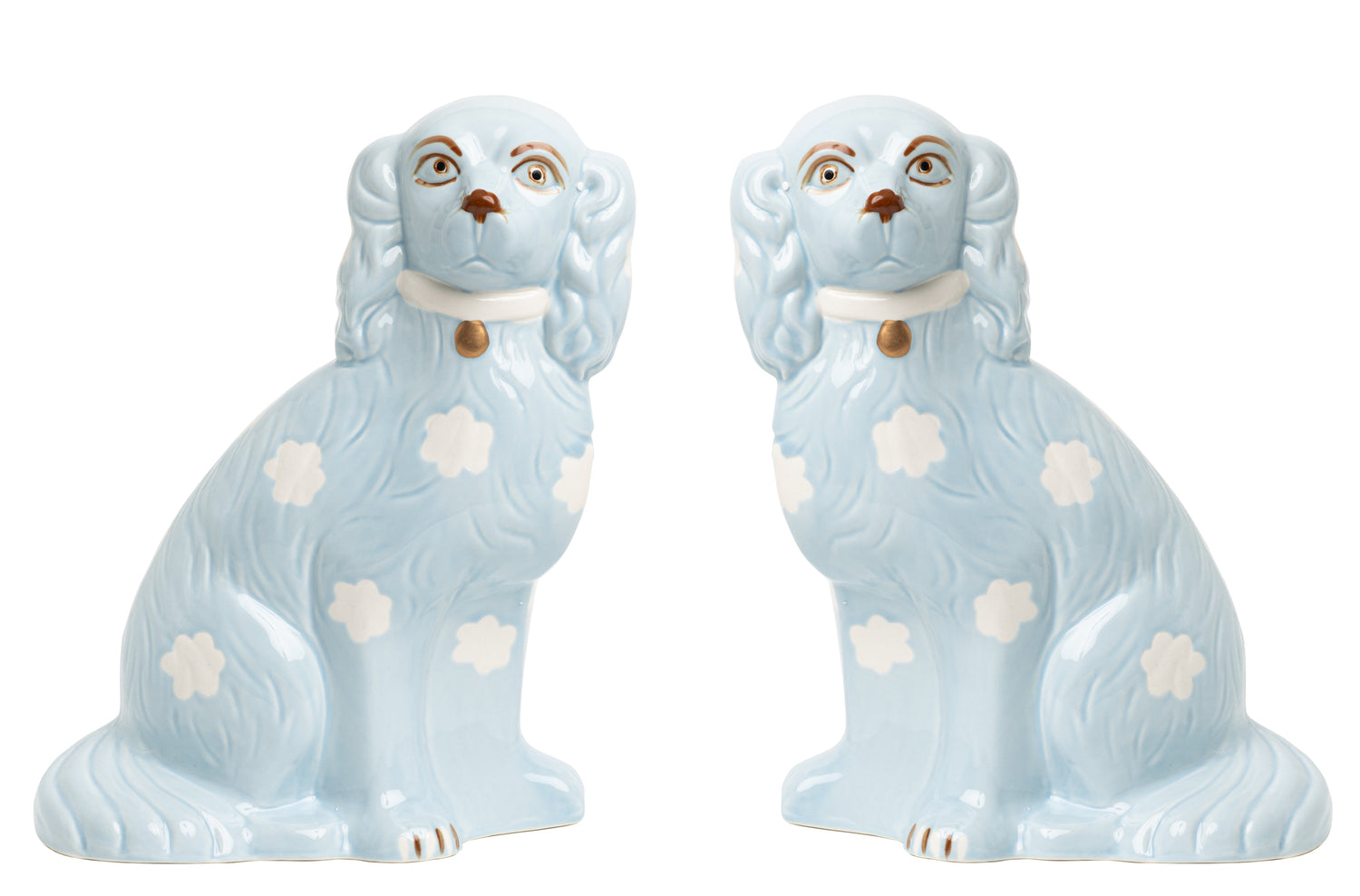Pale Blue Staffordshire Dogs (2 Sizes)