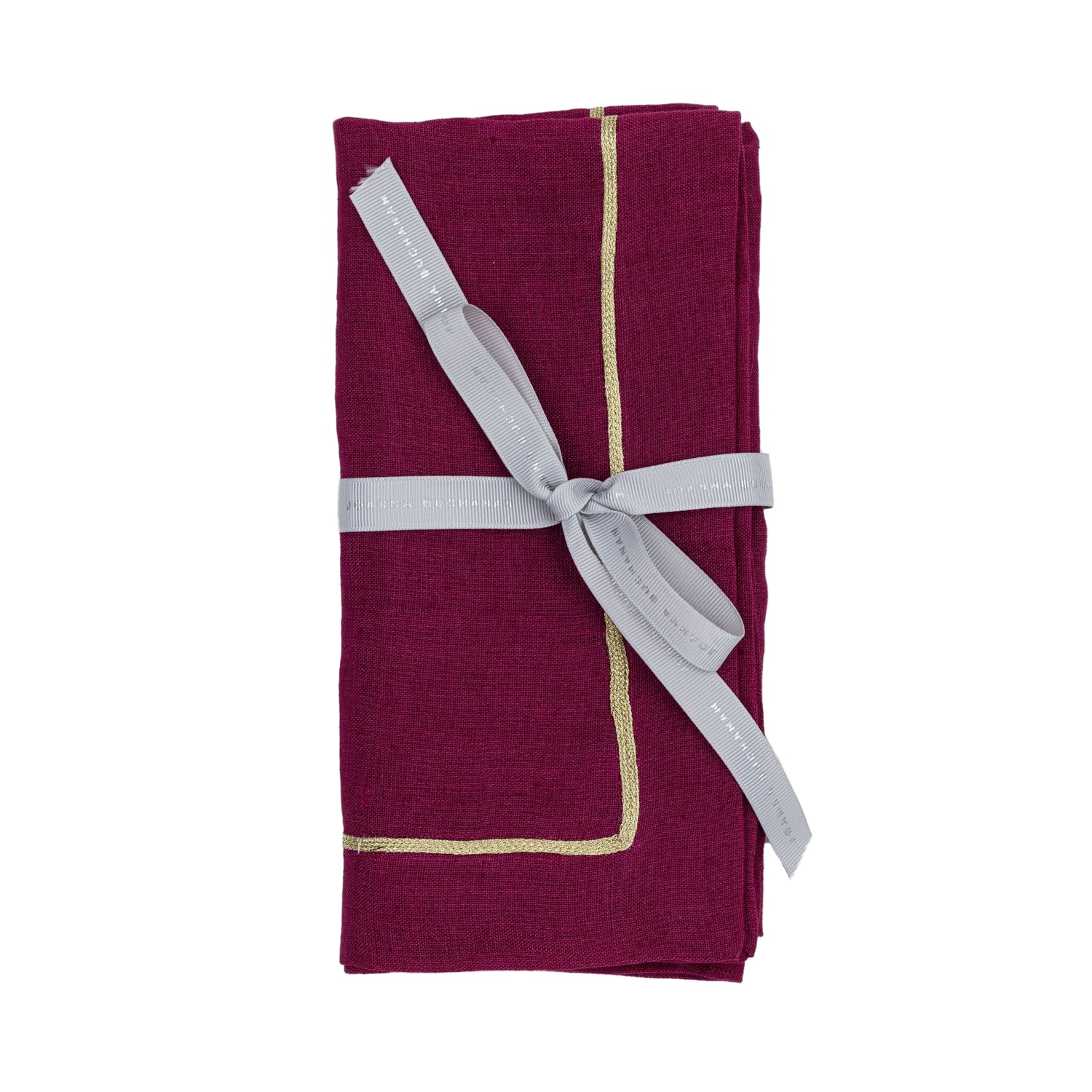Gold Trim Dinner Napkins – Damson (Set of 2)