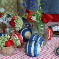 Ruffle Straw Balls, Set of Four, Blue