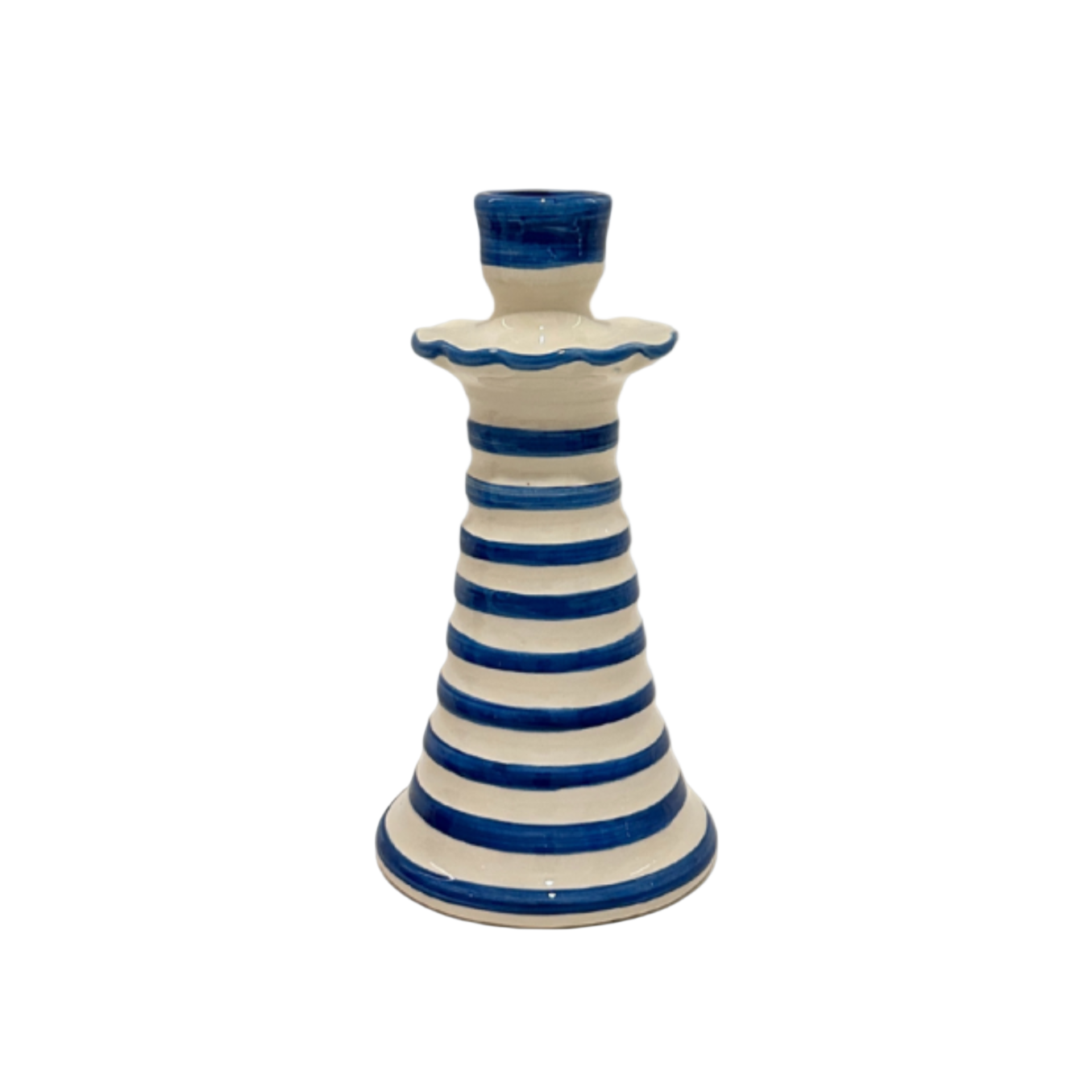Ruffle Candleholder, Azul Stripe