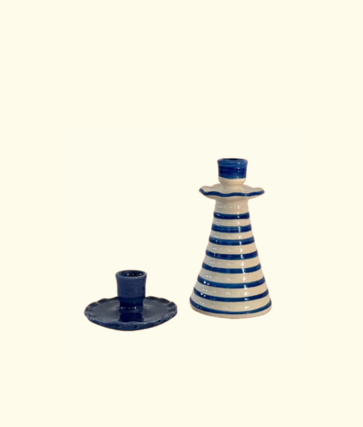Ruffle Candleholder, Azul Stripe