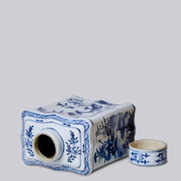 Bird and Flower Blue and White Porcelain Caddy Jar