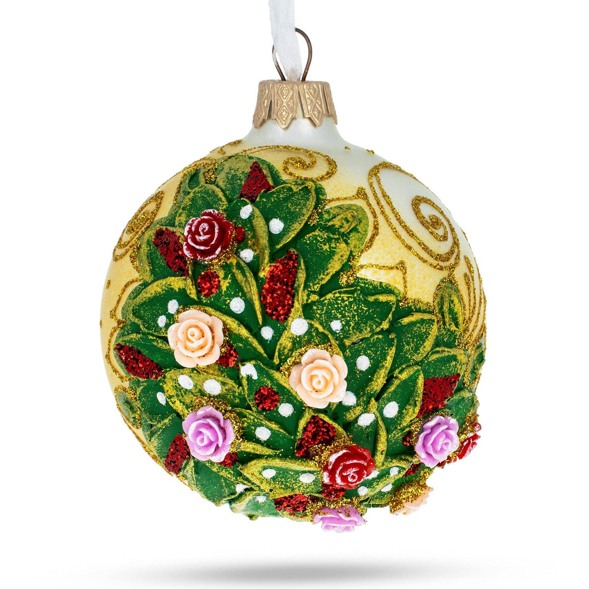 Embossed Roses Bouquet Ornament