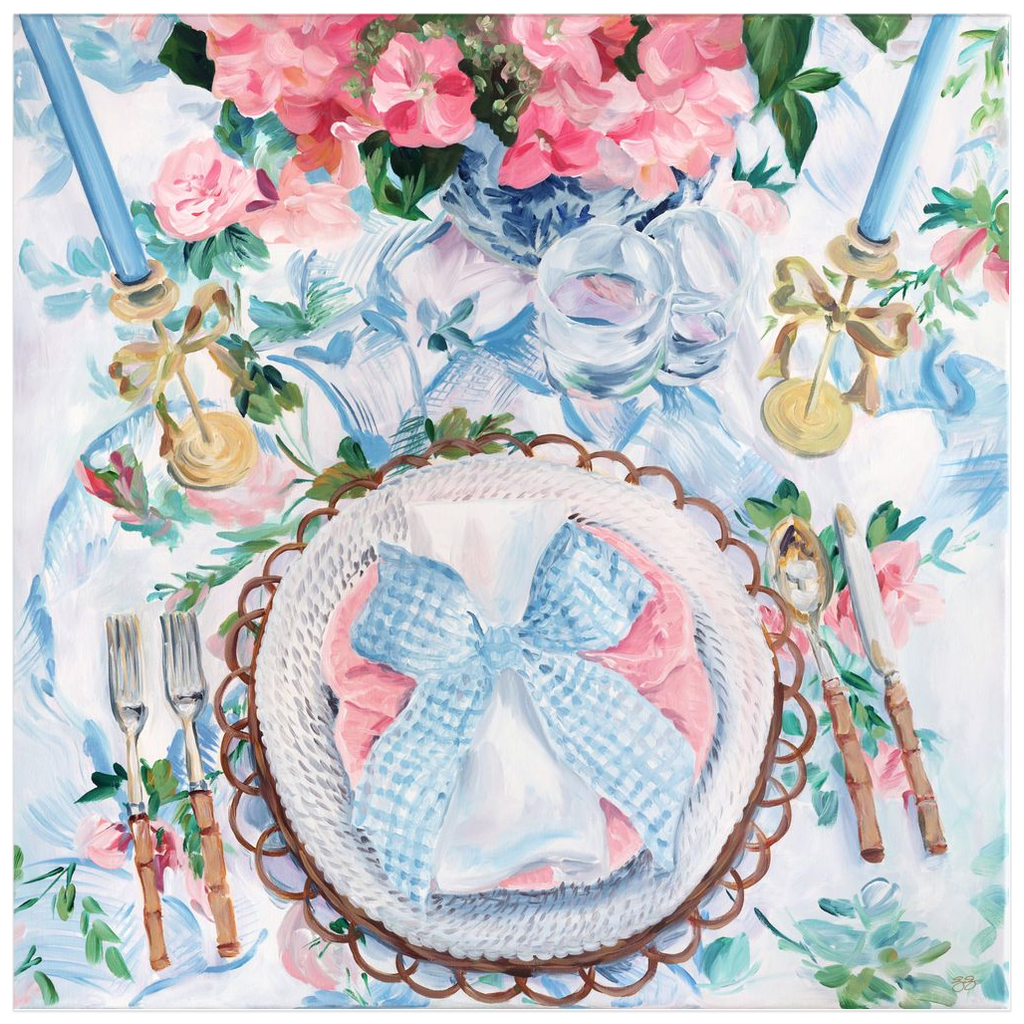 Blue Gingham – Fine Art Tablescape Print on Paper (Various Sizes)