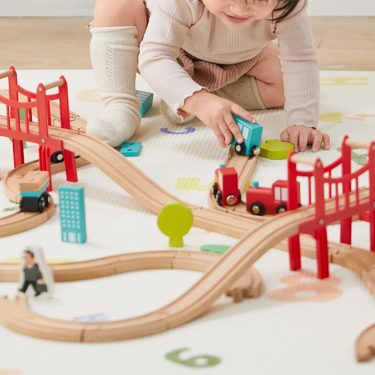Wooden Train Set for Children 39 Pcs