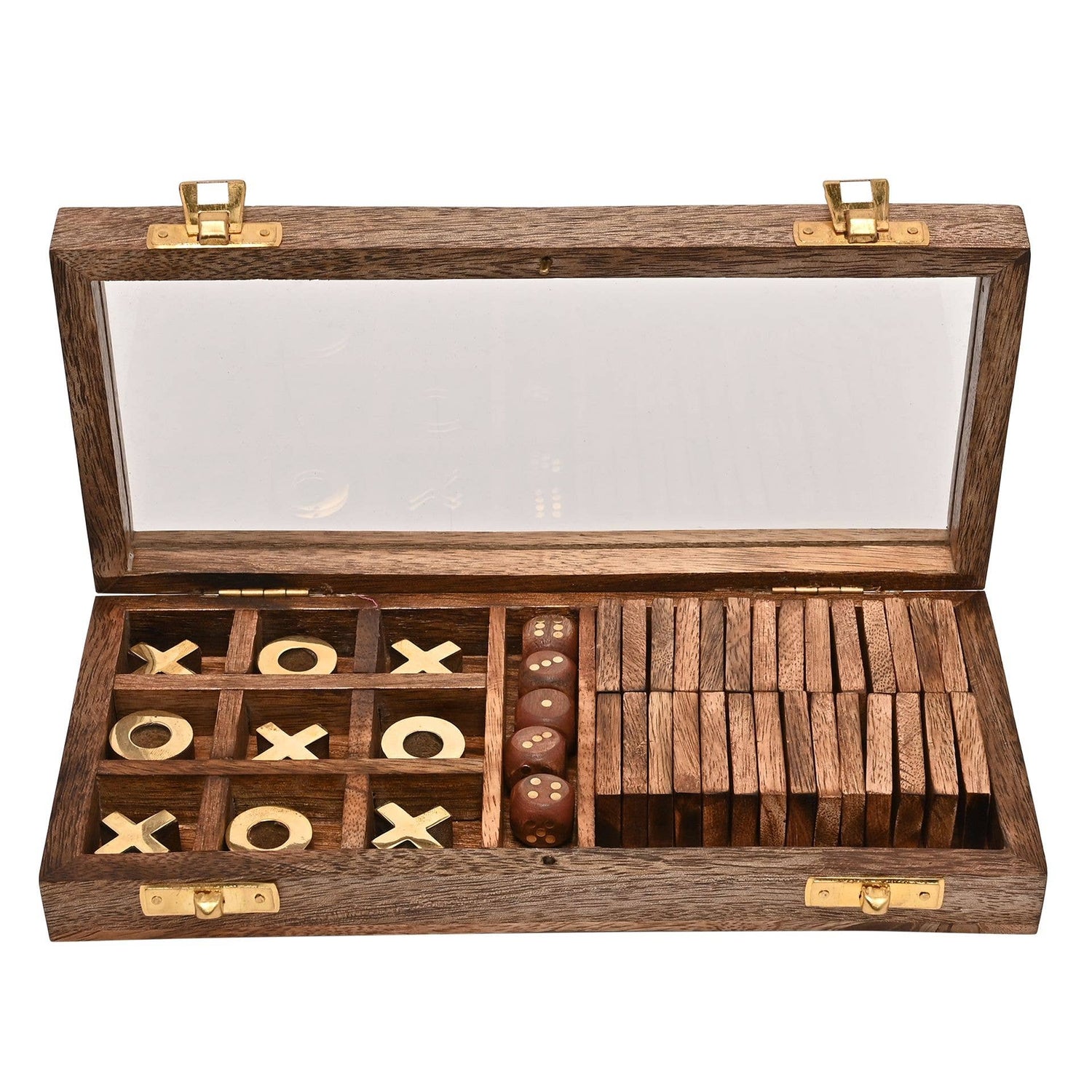 Harvey Makin Dominoes, Tic Tac Toe & Dice Set - Black