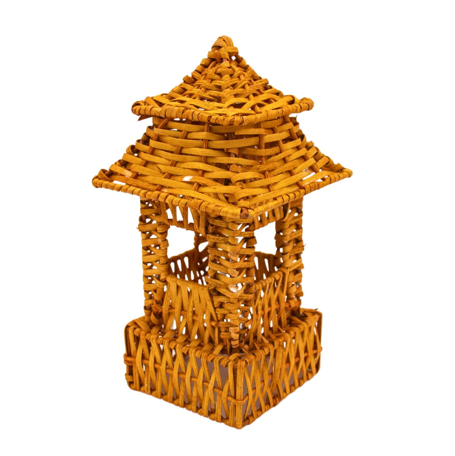 Handwoven Rattan Pagoda Lantern – Small