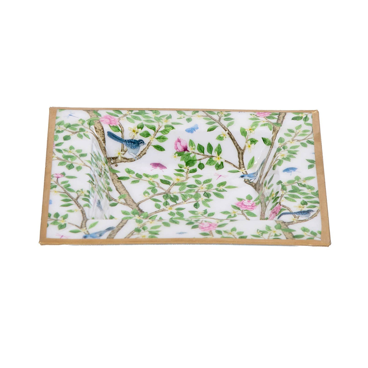 Elsie’s Garden Enameled Tori Trinket Tray – Blue & Pink