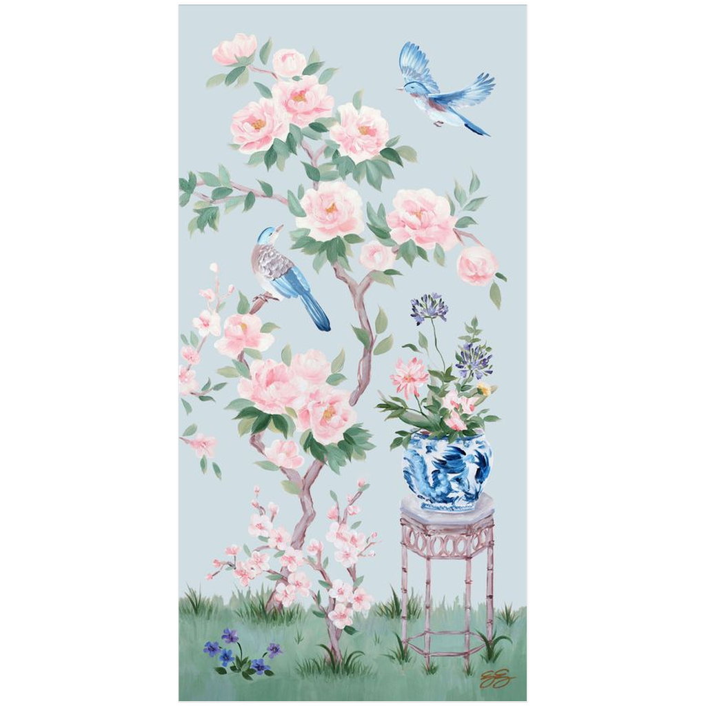 June – Blue Chinoiserie Fine Art Paper Print (Various Sizes)