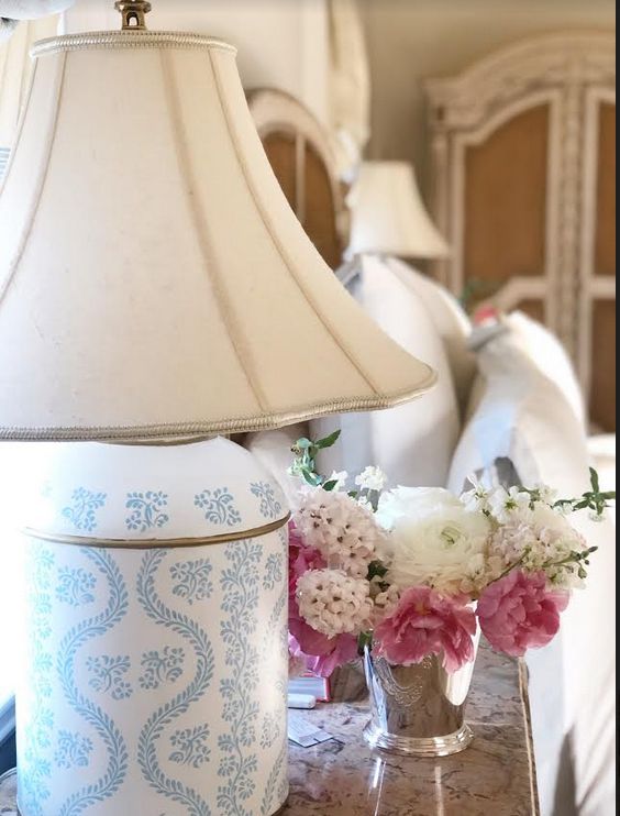 Pastel Blue IKat Tea Caddy Lamp