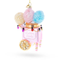 Cotton Candy Cart Glass Ornament