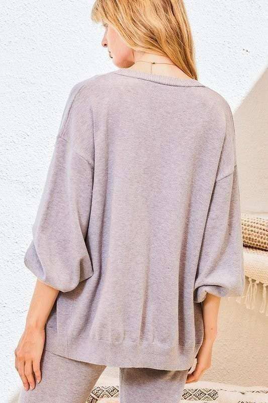 Grey 3-Piece Lounge Set – Crop Vest, Jogger Pants &amp; Button-Down Cardigan