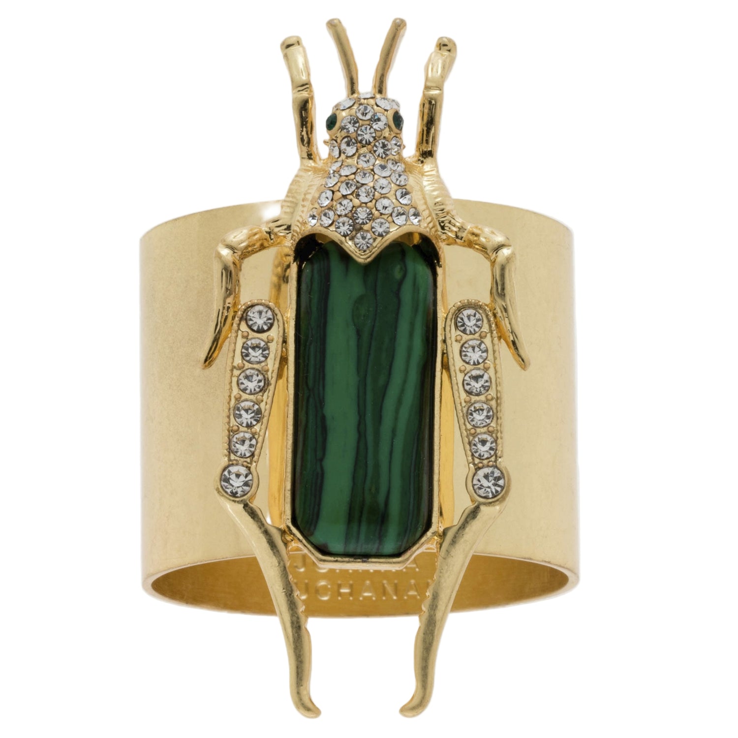 Grasshopper Napkin Rings – Faux Malachite (Set of 2)